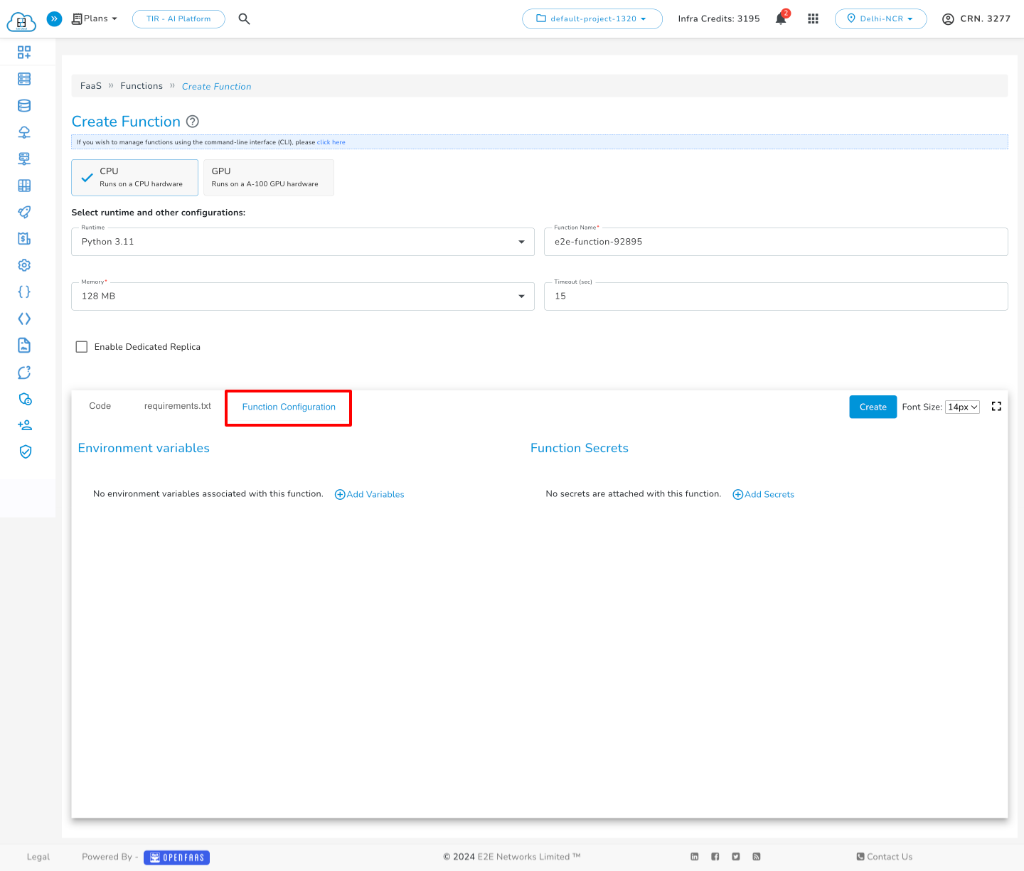 Function Configuration