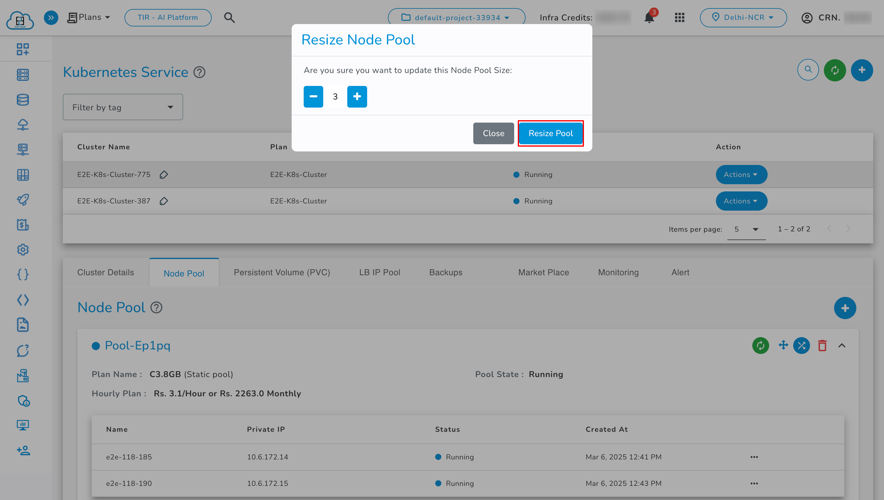 Resize Node Pool Step 2