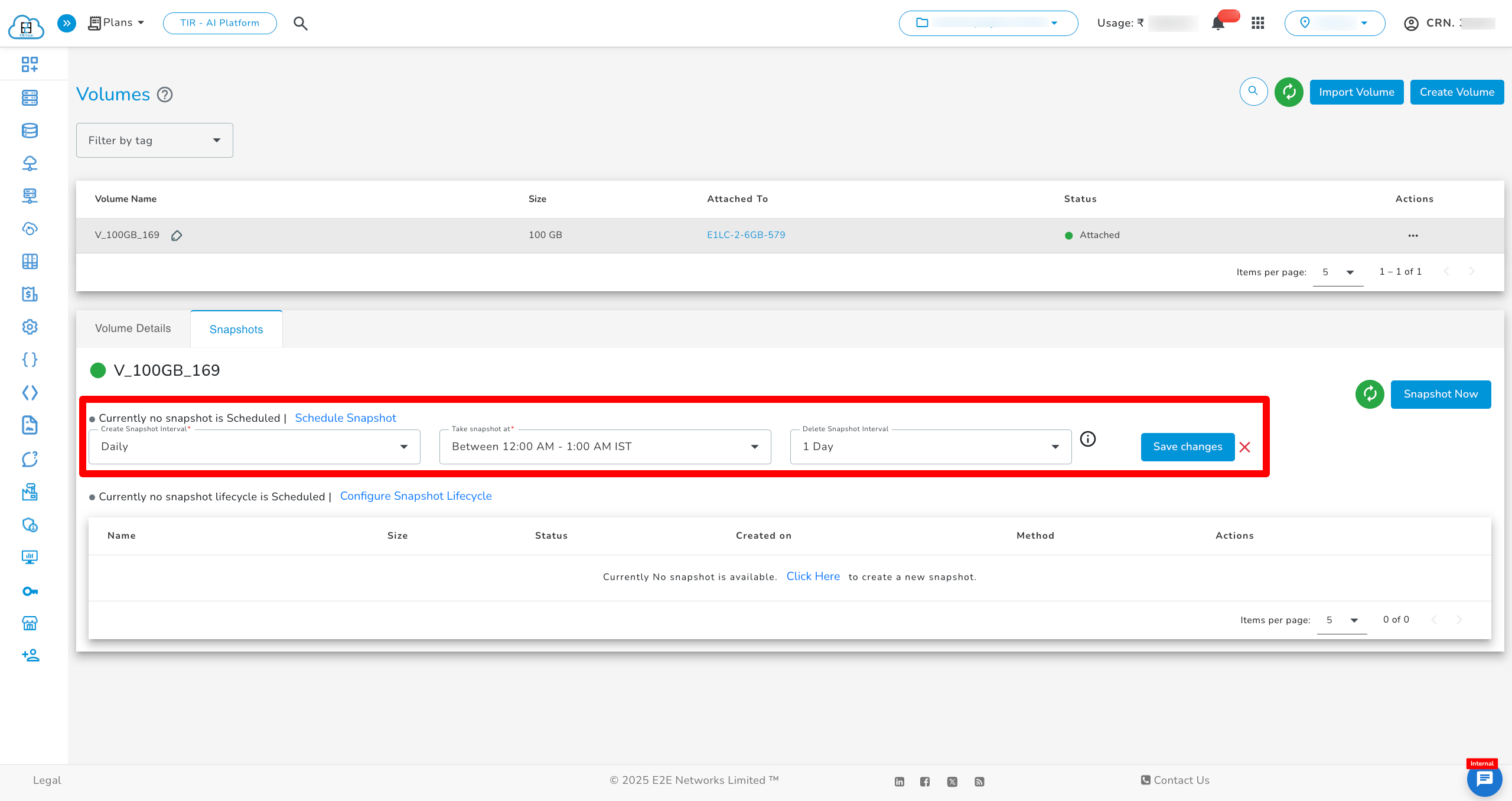 New Volume from Snapshot