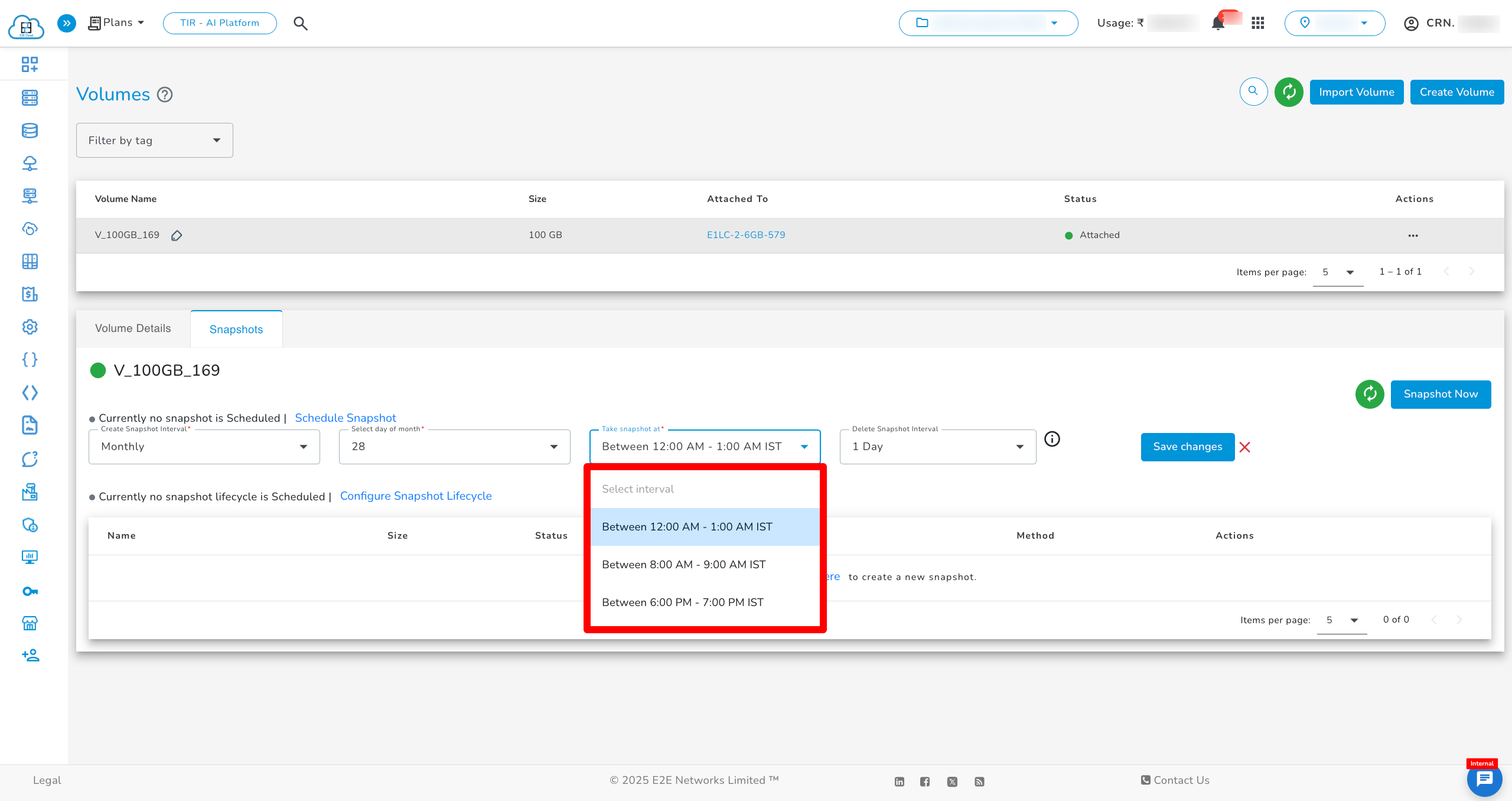 New Volume from Snapshot