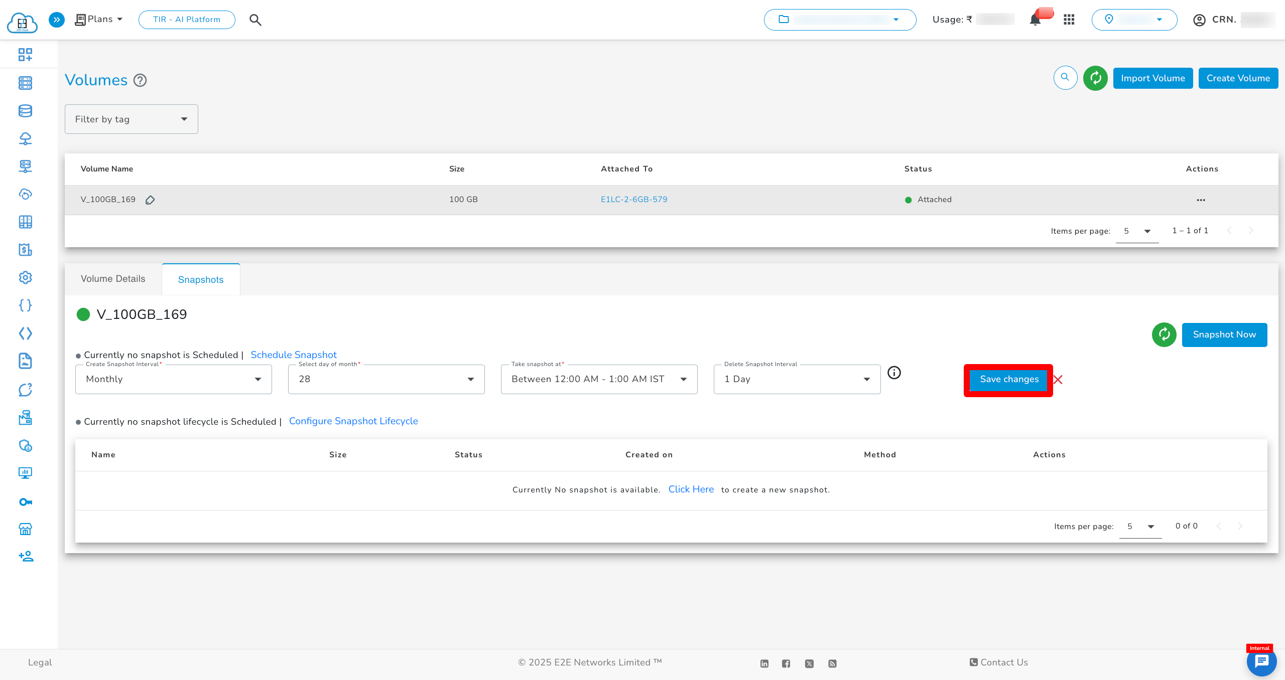 New Volume from Snapshot