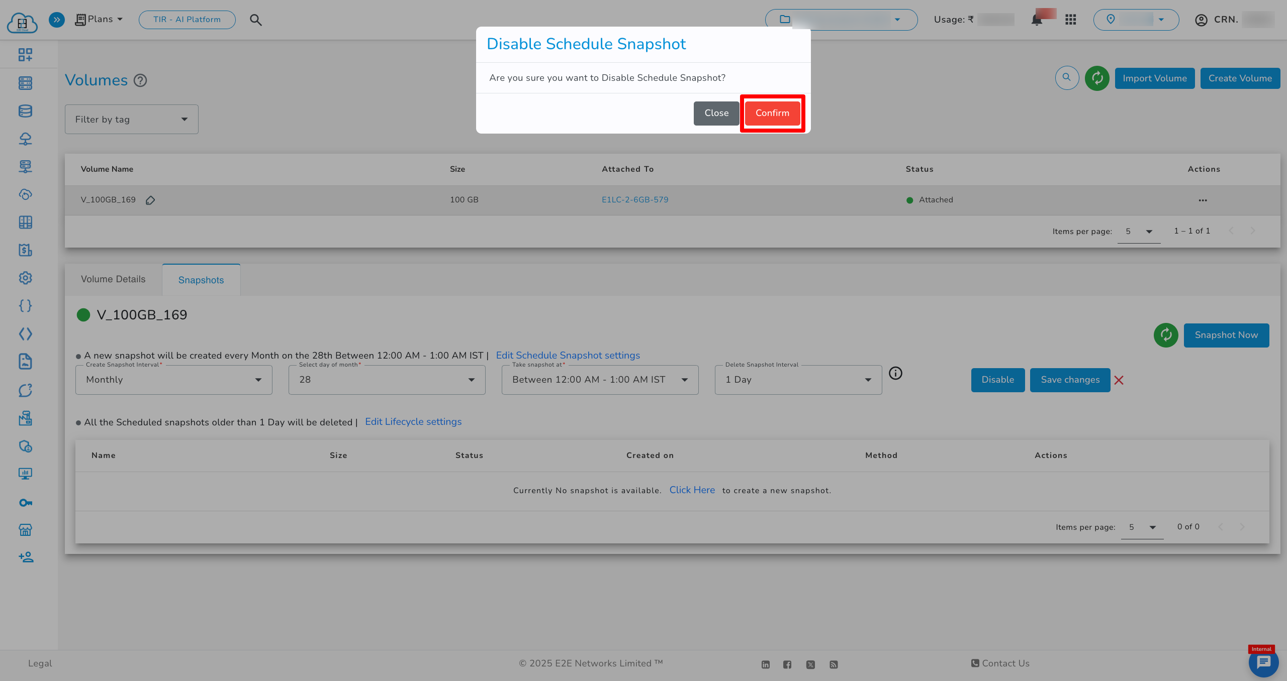 New Volume from Snapshot