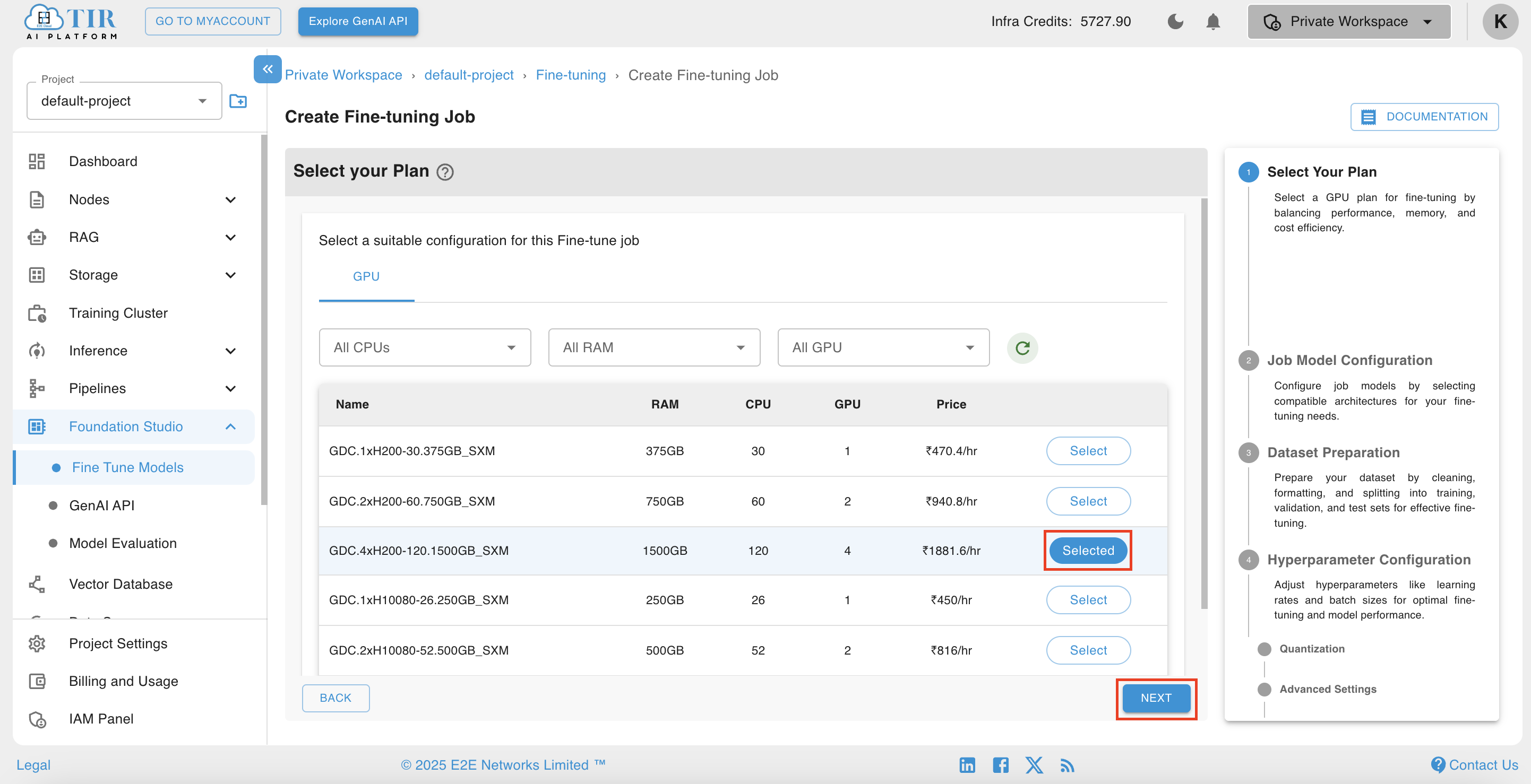 Select Plan Page