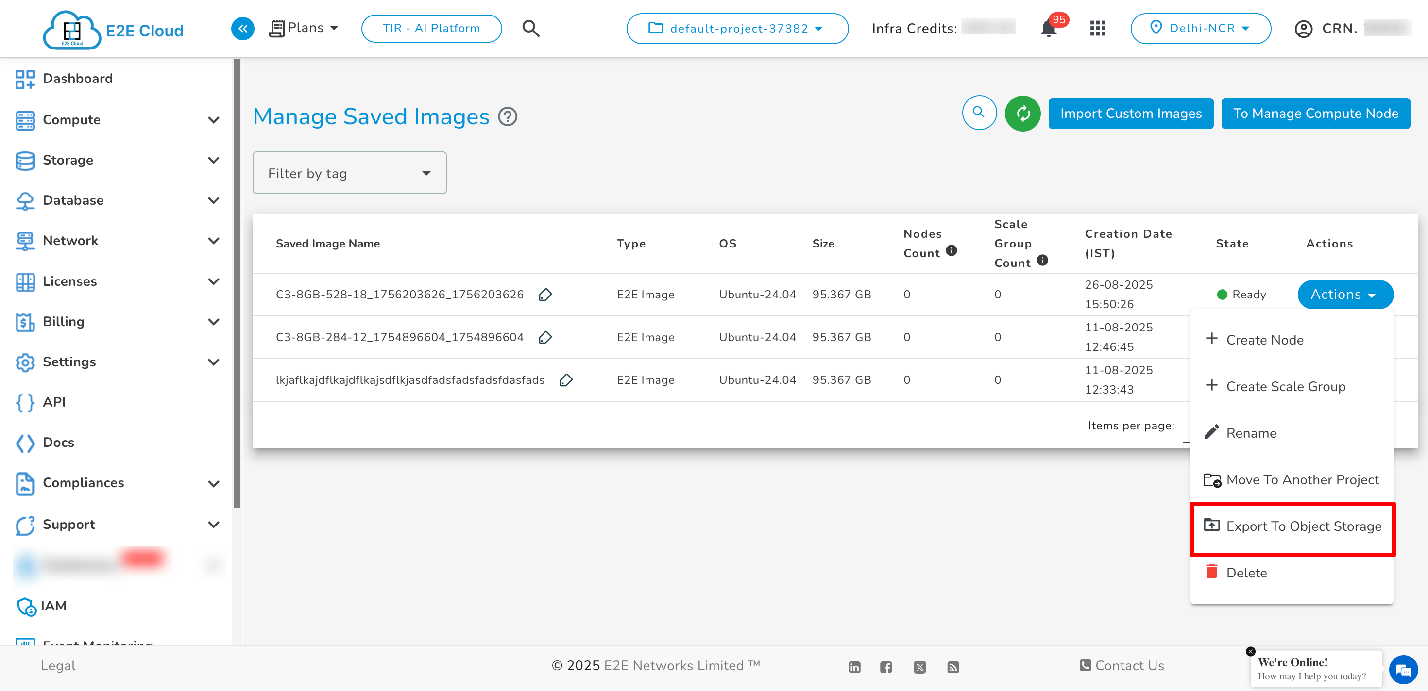 Export Image To Object Storage