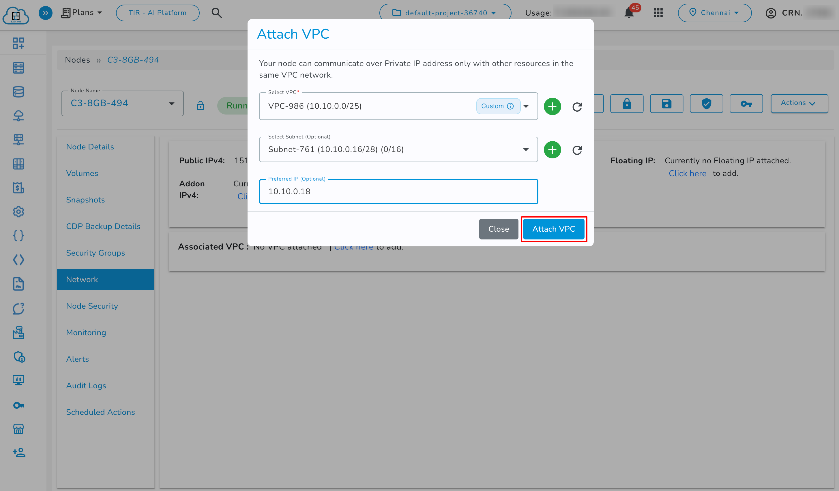 Attach VPC