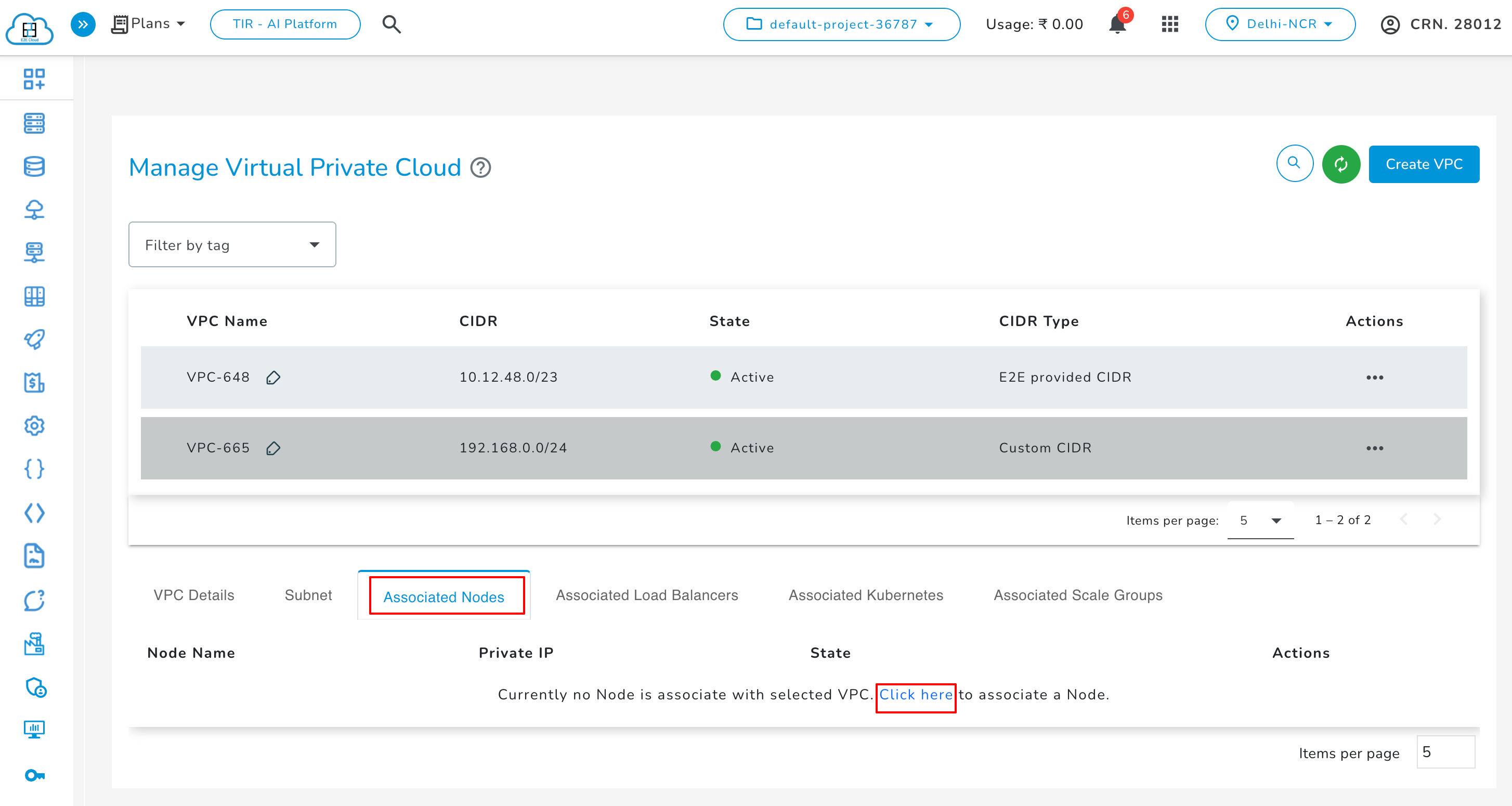 Associated Node Details