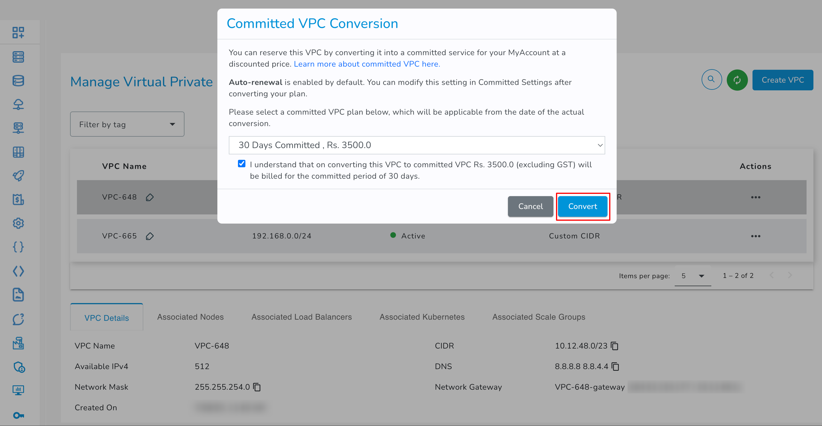 VPC Actions